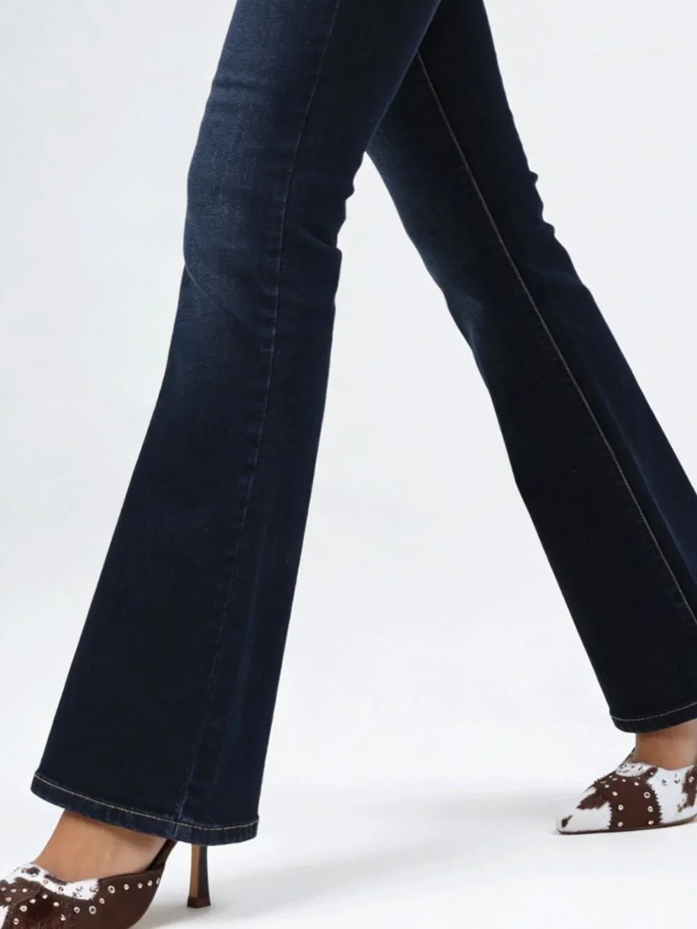 Black and White Sexy Women's Slip-On Mule Heels